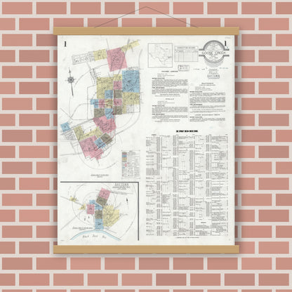 Old map wall art mockup — magnetic wood frame on brick wall — Sanborn Fire Insurance Map from Goose Creek, Harris County, Texas (1939) - Complete Map Set