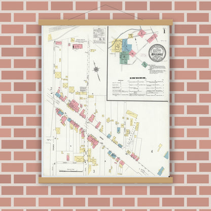 Old map wall art mockup — magnetic wood frame on brick wall — Sanborn Fire Insurance Map from Macungie, Lehigh County, Pennsylvania (1911), Sheet #0001