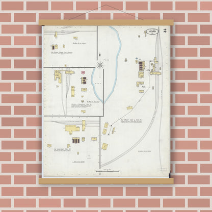 Old map wall art mockup — magnetic wood frame on brick wall — Sanborn Fire Insurance Map from Herrin, Williamson County, Illinois (1902), Sheet #0002