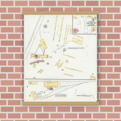 Old map wall art mockup — magnetic wood frame on brick wall — Sanborn Fire Insurance Map from Baldwinville, Worcester County, Massachusetts (1905), Sheet #0004
