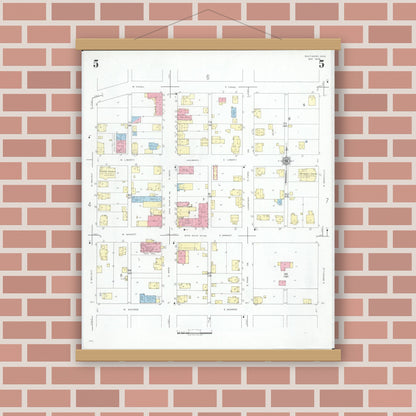 Old map wall art mockup — magnetic wood frame on brick wall — Sanborn Fire Insurance Map from Baltimore, Fairfield County, Ohio (1946), Sheet #0005