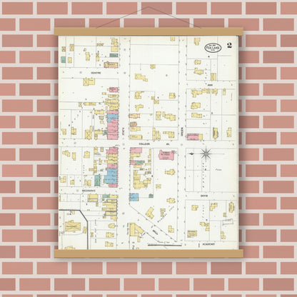 Old map wall art mockup — magnetic wood frame on brick wall — Sanborn Fire Insurance Map from Fox Lake, Dodge County, Wisconsin (1904), Sheet #0002