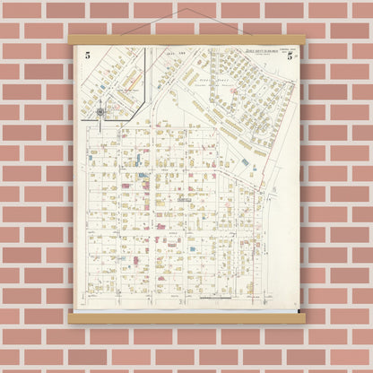 Old map wall art mockup — magnetic wood frame on brick wall — Sanborn Fire Insurance Map from Osborn, Greene County, Ohio (1943), Sheet #0005
