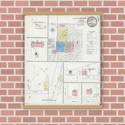 Old map wall art mockup — magnetic wood frame on brick wall — Sanborn Fire Insurance Map from Kirksville, Adair County, Missouri (1891) - Complete Map Set