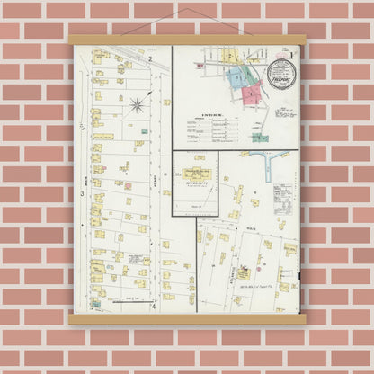 Old map wall art mockup — magnetic wood frame on brick wall — Sanborn Fire Insurance Map from Freeport, Nassau County, New York (1897) - Complete Map Set