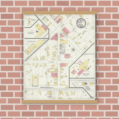 Old map wall art mockup — magnetic wood frame on brick wall — Sanborn Fire Insurance Map from Windfall, Tipton County, Indiana (1900), Sheet #0001
