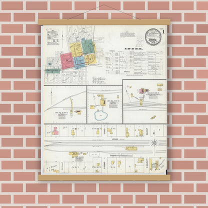 Old map wall art mockup — magnetic wood frame on brick wall — Sanborn Fire Insurance Map from Sparta, Randolph County, Illinois (1900) - Complete Map Set