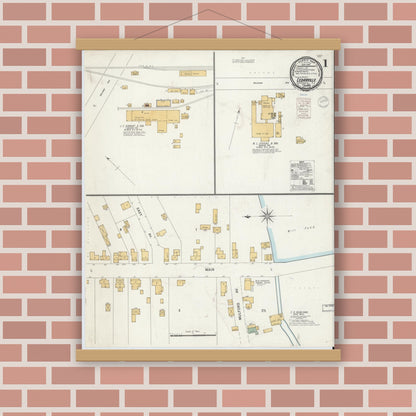 Old map wall art mockup — magnetic wood frame on brick wall — Sanborn Fire Insurance Map from Cedarville, Cumberland County, New Jersey (1900) - Complete Map Set