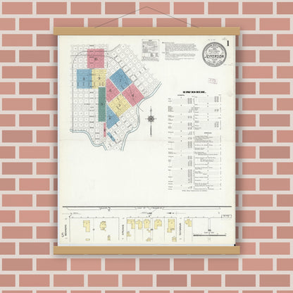 Old map wall art mockup — magnetic wood frame on brick wall — Sanborn Fire Insurance Map from Jefferson, Marion County, Texas (1911) - Complete Map Set
