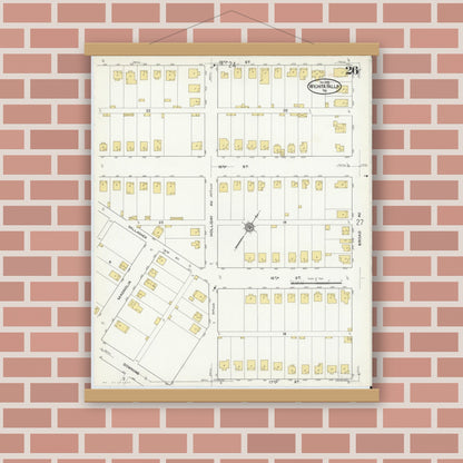Old map wall art mockup — magnetic wood frame on brick wall — Sanborn Fire Insurance Map from Wichita Falls, Wichita County, Texas (1915), Sheet #0026