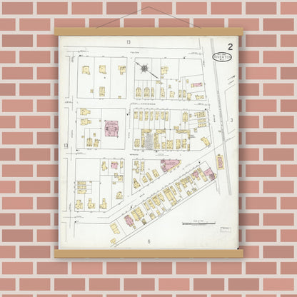 Old map wall art mockup — magnetic wood frame on brick wall — Sanborn Fire Insurance Map from Riverton, Burlington County, New Jersey (1919) - Complete Map Set