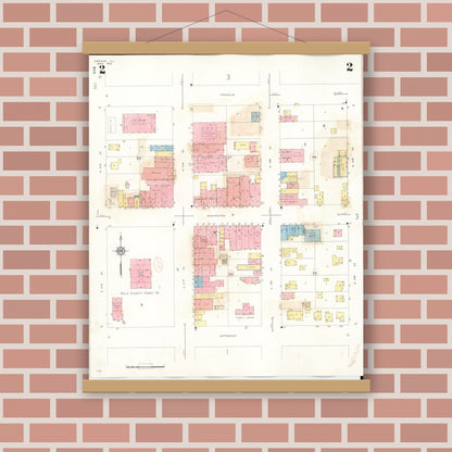 Old map wall art mockup — magnetic wood frame on brick wall — Sanborn Fire Insurance Map from Oregon, Ogle County, Illinois (1943), Sheet #0002