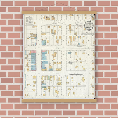 Old map wall art mockup — magnetic wood frame on brick wall — Sanborn Fire Insurance Map from Cannon Falls, Goodhue County, Minnesota (1899) - Complete Map Set