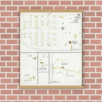 Old map wall art mockup — magnetic wood frame on brick wall — Sanborn Fire Insurance Map from Canton, Fulton County, Illinois (1902), Sheet #0013