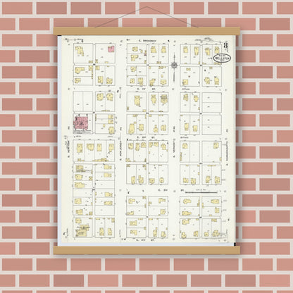 Old map wall art mockup — magnetic wood frame on brick wall — Sanborn Fire Insurance Map from Wellston, Jackson County, Ohio (1911), Sheet #0008
