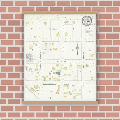 Old map wall art mockup — magnetic wood frame on brick wall — Sanborn Fire Insurance Map from Mount Dora, Lake County, Florida (1912) - Complete Map Set
