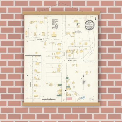 Old map wall art mockup — magnetic wood frame on brick wall — Sanborn Fire Insurance Map from Point Arena, Mendocino County, California (1894) - Complete Map Set