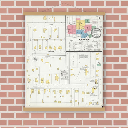 Old map wall art mockup — magnetic wood frame on brick wall — Sanborn Fire Insurance Map from Marlin, Falls County, Texas (1899) - Complete Map Set