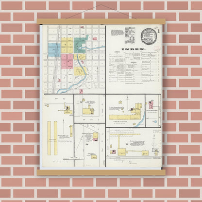 Old map wall art mockup — magnetic wood frame on brick wall — Sanborn Fire Insurance Map from Antigo, Langlade County, Wisconsin (1892) - Complete Map Set