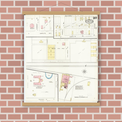 Old map wall art mockup — magnetic wood frame on brick wall — Sanborn Fire Insurance Map from Fort Madison, Lee County, Iowa (1894), Sheet #0020