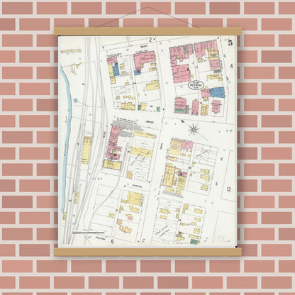 Old map wall art mockup — magnetic wood frame on brick wall — Sanborn Fire Insurance Map from Red Wing, Goodhue County, Minnesota (1902), Sheet #0005