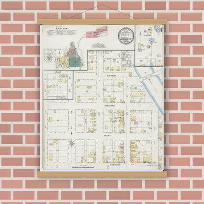 Old map wall art mockup — magnetic wood frame on brick wall — Sanborn Fire Insurance Map from Jackson, Jackson County, Minnesota (1894) - Complete Map Set