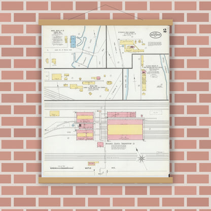 Old map wall art mockup — magnetic wood frame on brick wall — Sanborn Fire Insurance Map from Despatch, Monroe County, New York (1900), Sheet #0002