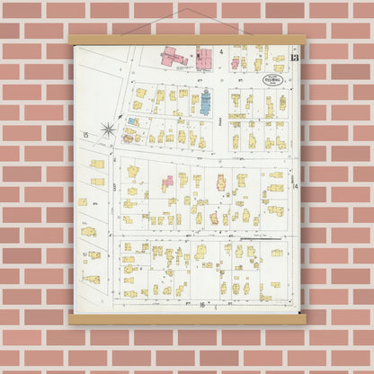 Old map wall art mockup — magnetic wood frame on brick wall — Sanborn Fire Insurance Map from Red Wing, Goodhue County, Minnesota (1902), Sheet #0013