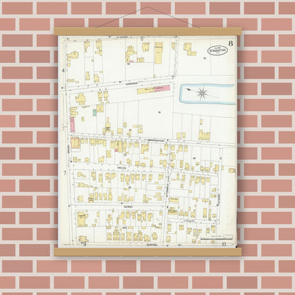 Old map wall art mockup — magnetic wood frame on brick wall — Sanborn Fire Insurance Map from Saint Augustine, Saint John's County, Florida (1899), Sheet #0008