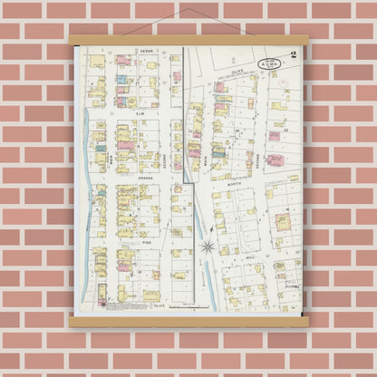Old map wall art mockup — magnetic wood frame on brick wall — Sanborn Fire Insurance Map from Alma, Buffalo County, Wisconsin (1894), Sheet #0002