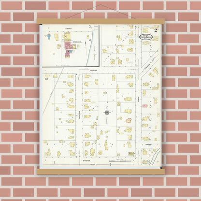 Old map wall art mockup — magnetic wood frame on brick wall — Sanborn Fire Insurance Map from Eaton Rapids, Eaton County, Michigan (1911), Sheet #0002