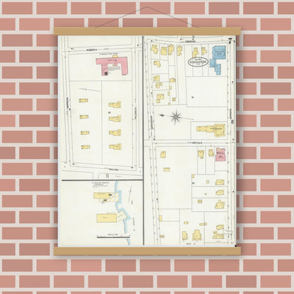 Old map wall art mockup — magnetic wood frame on brick wall — Sanborn Fire Insurance Map from Saint Augustine, Saint John's County, Florida (1904), Sheet #0007