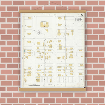 Old map wall art mockup — magnetic wood frame on brick wall — Sanborn Fire Insurance Map from Gladstone, Delta County, Michigan (1907), Sheet #0005