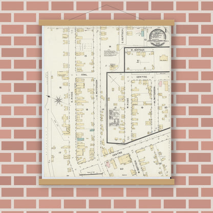 Old map wall art mockup — magnetic wood frame on brick wall — Sanborn Fire Insurance Map from Lansford, Carbon County, Pennsylvania (1891) - Complete Map Set