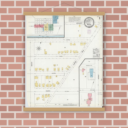 Old map wall art mockup — magnetic wood frame on brick wall — Sanborn Fire Insurance Map from Beaver, Beaver County, Pennsylvania (1901) - Complete Map Set