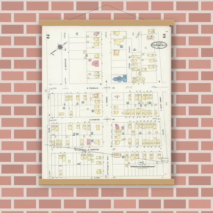 Old map wall art mockup — magnetic wood frame on brick wall — Sanborn Fire Insurance Map from Pleasantville, Atlantic County, New Jersey (1924) - Complete Map Set