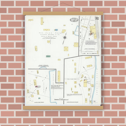 Old map wall art mockup — magnetic wood frame on brick wall — Sanborn Fire Insurance Map from Stillwater, Washington County, Minnesota (1910), Sheet #0032