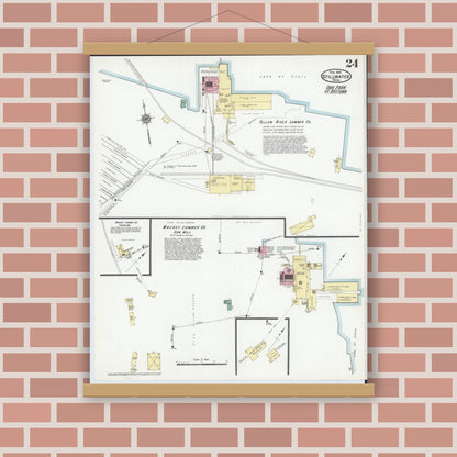 Old map wall art mockup — magnetic wood frame on brick wall — Sanborn Fire Insurance Map from Stillwater, Washington County, Minnesota (1910), Sheet #0024