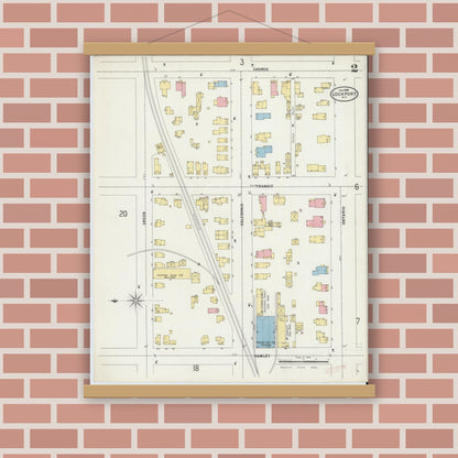 Old map wall art mockup — magnetic wood frame on brick wall — Sanborn Fire Insurance Map from Lockport, Niagara County, New York (1898) - Complete Map Set