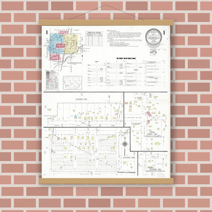 Old map wall art mockup — magnetic wood frame on brick wall — Sanborn Fire Insurance Map from Griswold, Cass County, Iowa (1948) â€” Complete Set