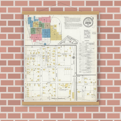 Old map wall art mockup — magnetic wood frame on brick wall — Sanborn Fire Insurance Map from Bartow, Polk County, Florida (1917) - Complete Map Set