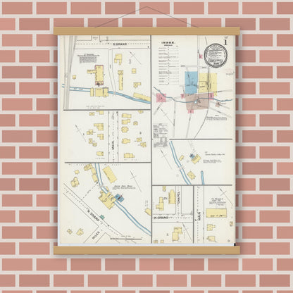 Old map wall art mockup — magnetic wood frame on brick wall — Sanborn Fire Insurance Map from Cobleskill, Schoharie County, New York (1892) - Complete Map Set