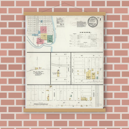 Old map wall art mockup — magnetic wood frame on brick wall — Sanborn Fire Insurance Map from Miami, Dade County, Florida (1899) - Complete Map Set