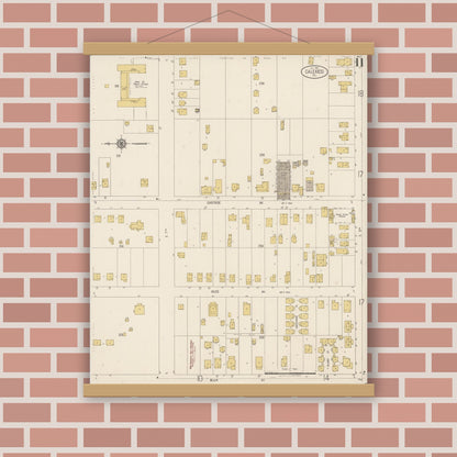 Old map wall art mockup — magnetic wood frame on brick wall — Sanborn Fire Insurance Map from Calexico, Imperial County, California (1920), Sheet #0011