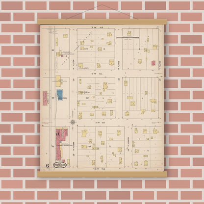 Old map wall art mockup — magnetic wood frame on brick wall — Sanborn Fire Insurance Map from Alexandria, Douglas County, Minnesota (1922), Sheet #0009