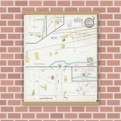 Old map wall art mockup — magnetic wood frame on brick wall — Sanborn Fire Insurance Map from Harrison, Clare County, Michigan (1900) - Complete Map Set
