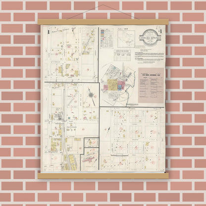 Old map wall art mockup — magnetic wood frame on brick wall — Sanborn Fire Insurance Map from Carrizo Springs, Dimmit County, Texas (1944) - Complete Map Set