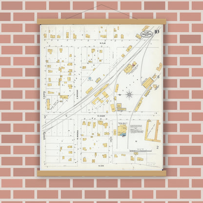 Old map wall art mockup — magnetic wood frame on brick wall — Sanborn Fire Insurance Map from Owatonna, Steele County, Minnesota (1900), Sheet #0010