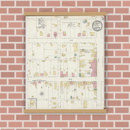 Old map wall art mockup — magnetic wood frame on brick wall — Sanborn Fire Insurance Map from Albion, Edwards County, Illinois (1894) - Complete Map Set