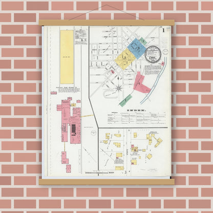 Old map wall art mockup — magnetic wood frame on brick wall — Sanborn Fire Insurance Map from Caro, Tuscola County, Michigan (1900) - Complete Map Set